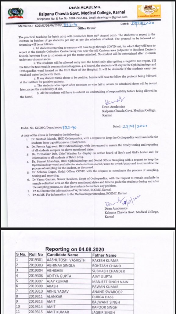 DrMeet_Ghonia's tweet photo. All Colleges and Coaching Institutions will remain closed till August 31,2020.

To Ye Medical College Vale Training/Clinical Postings ke name pr bula rahe he! Clear Violation of Home Ministry Rules?

Even In Haryana,1st MBBS Students called for Practical Classes! https://t.co/aaOjA9m6ar