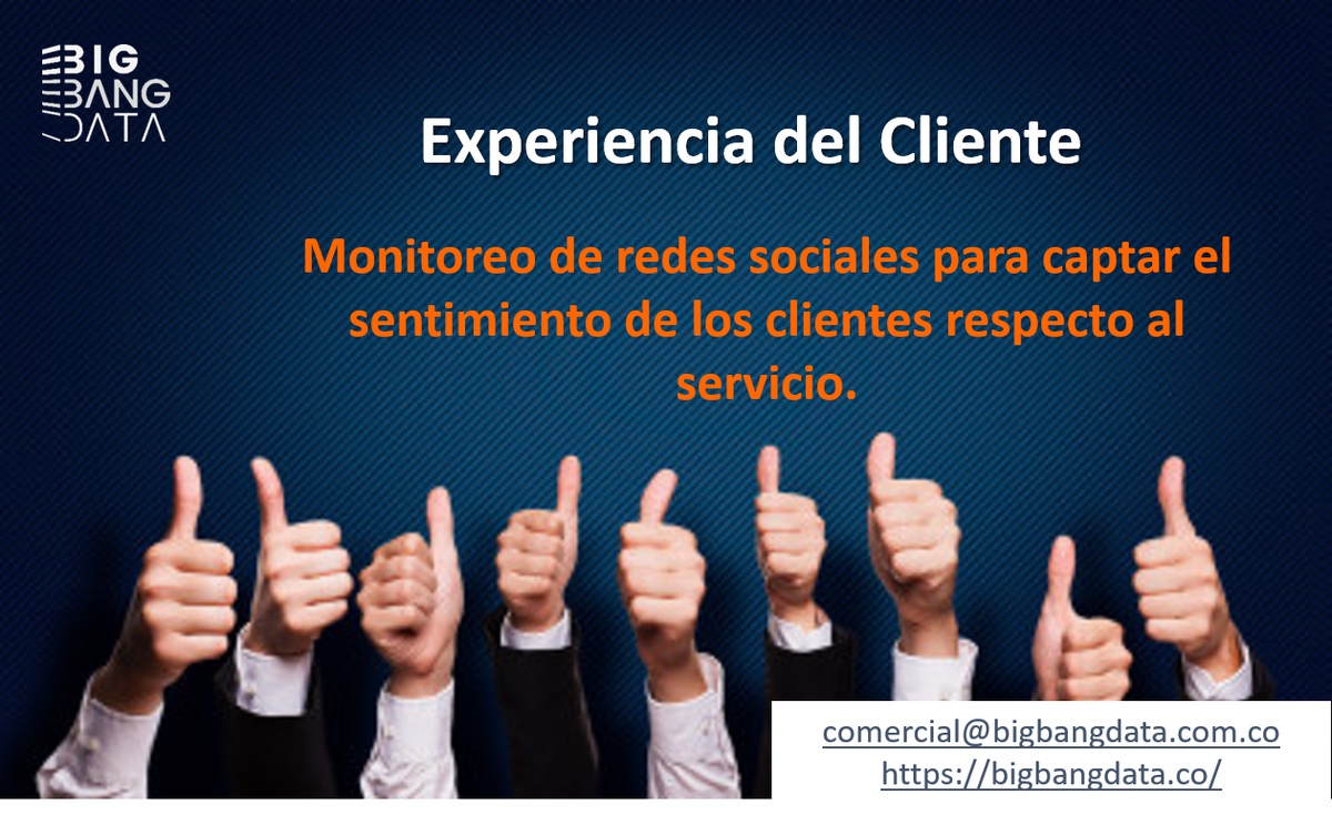 BbdColombia's tweet photo. Mejore la experiencia del cliente aplicando analítica a su negocio #BBD #Analítica #customerexperience #socialmedia #IA
comercial@bigbangdata.com.co
https://t.co/TKQ03KNvww https://t.co/TDsbgLikmS