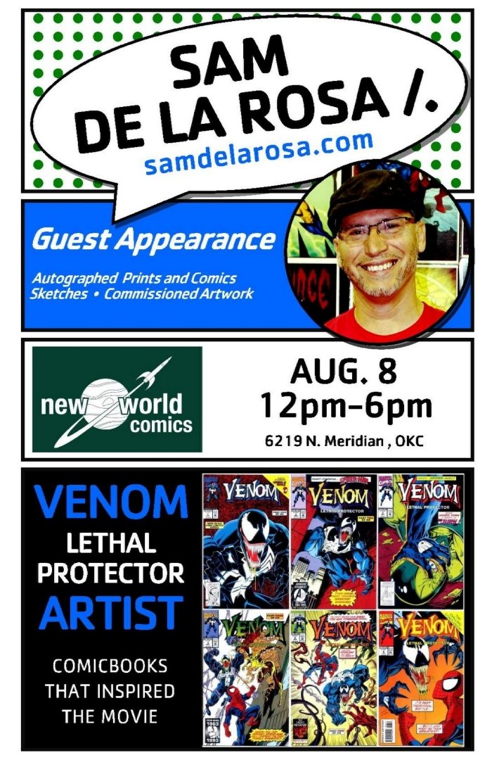 NewWorldComics's tweet photo. Sam De La Rosa will be at New World comics on August 8th from 12 - 6pm! Come say hi and get some  comics signed! https://t.co/wWLXdiEyQr