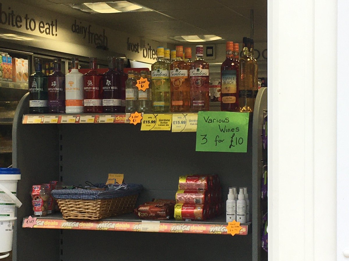 AndyOsira's tweet photo. This corner shop in remote village in Cornwall has it covered. #ginocklock https://t.co/NEdTA60cGz