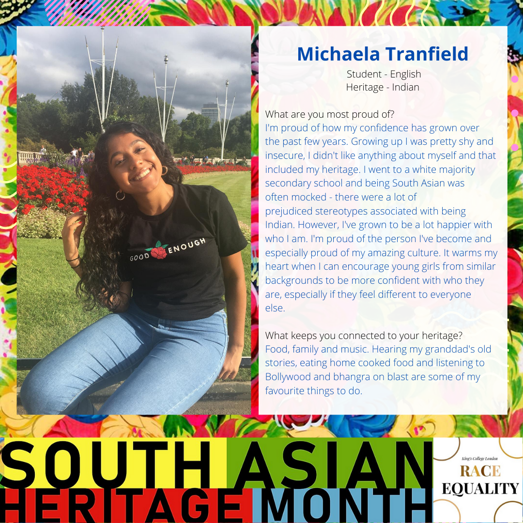 KCL_REN's tweet photo. We are back celebrating #sahm Day 12!

Today we are celebrating @kcl_michaela who talks about her love for #Bollywood and #Bhangra! She has also penned a blog for us on her experience of growing up as a #SouthAsian in UK - https://t.co/WAu6UDjvSL 

#SouthAsianHeritageMonth https://t.co/Uggx4nfG9o
