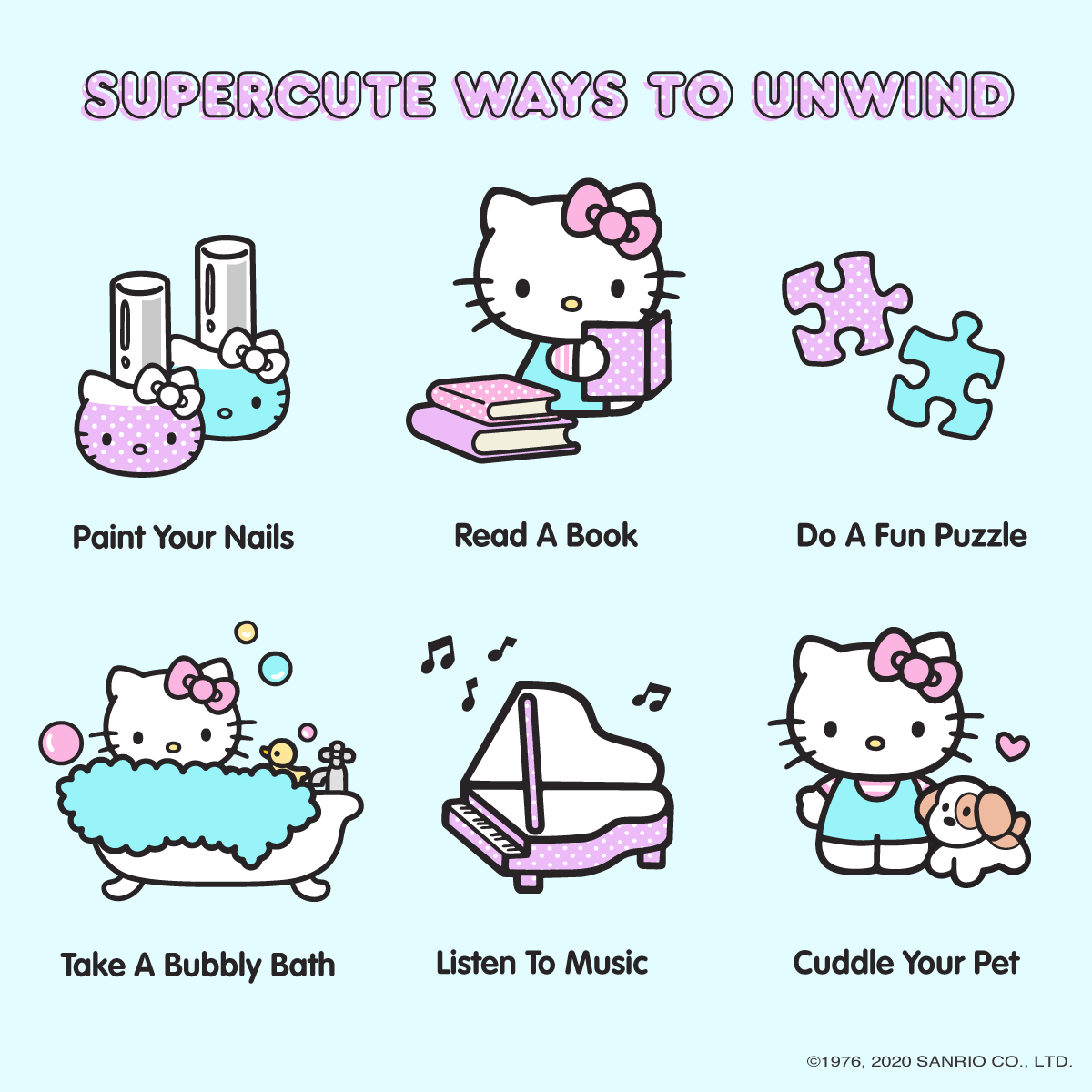 hellokitty's tweet photo. #WellnessWednesday: Supercute Ways To Unwind 💟Which one will you do today? https://t.co/yXyH73NZlN