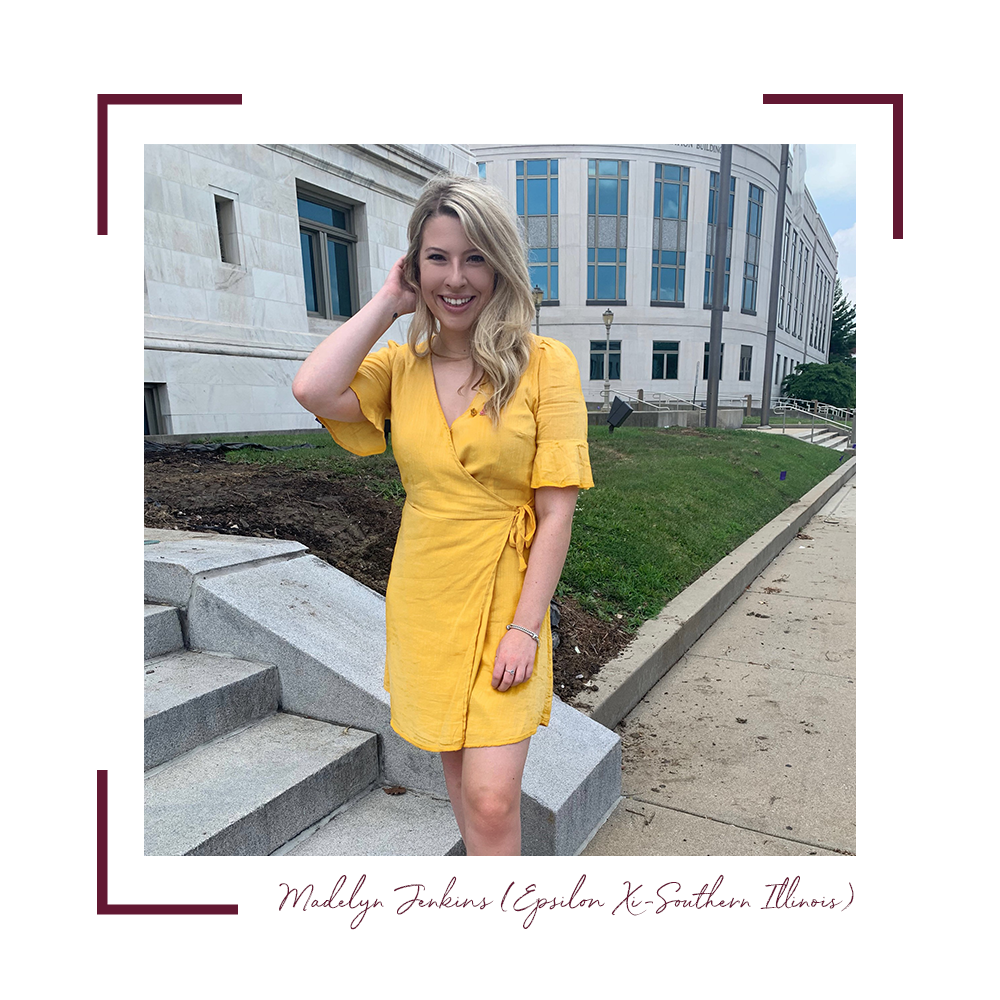 AlphaPhiIntl's tweet photo. Madelyn Jenkins (Epsilon Xi-Southern Illinois)  
Kinsey Thorpe (Zeta Omicron-Johns Hopkins)  
Anjelica de Leon (Eta Delta- CSU East Bay)  
Katherine Garmer (Eta Epsilon-Villanova)  

(5/8) https://t.co/ECtsQ9ALBm