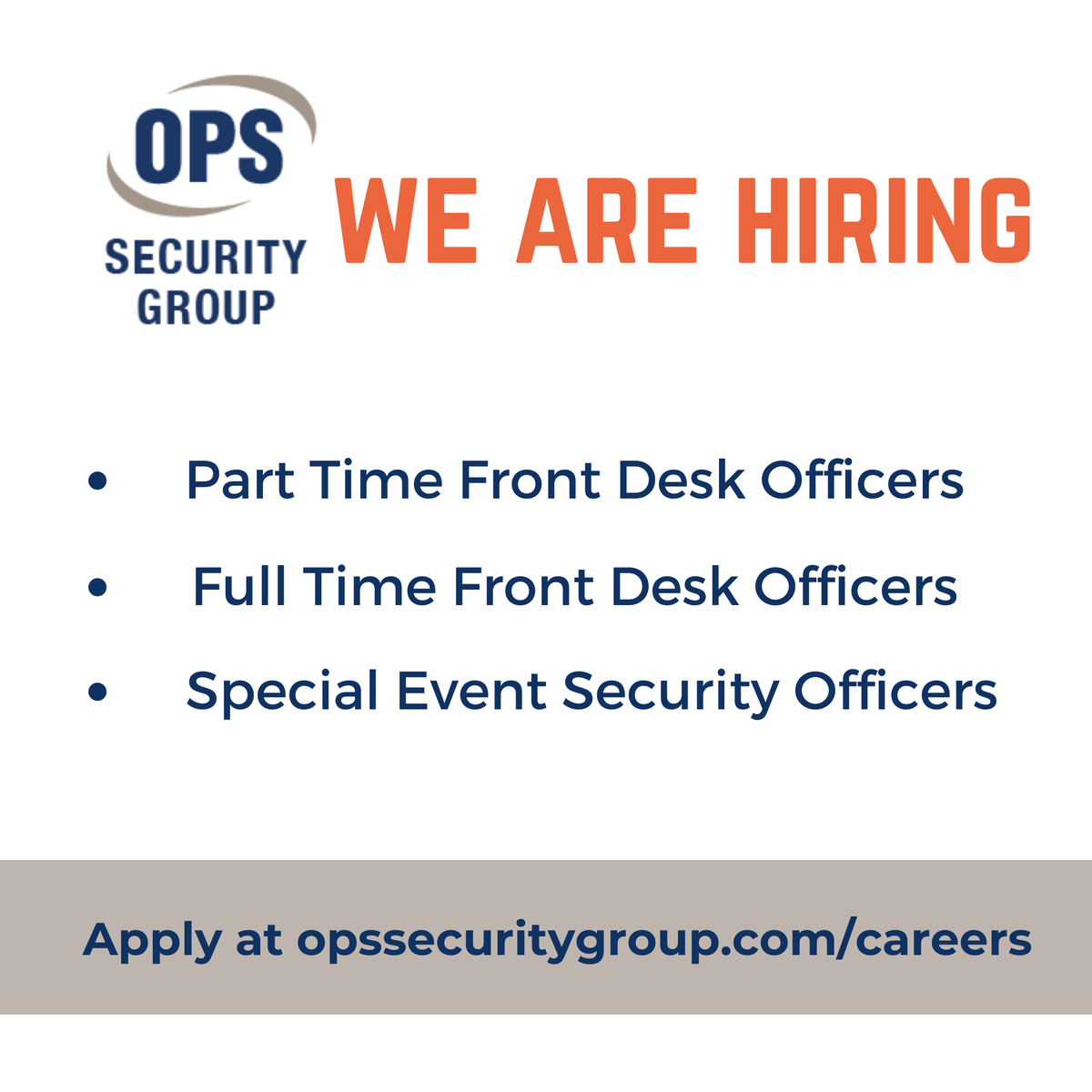 OPSProtect's tweet image. We are #hiring. We are looking for qualified individuals for part time and full time positions. If you are interested go to hubs.ly/H0t101L0 for more information &amp;amp; how to apply. All positions are in person, within the Philadelphia region  #careersinsecurity #jobsinsecurity