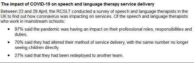 SIE0145 - Royal College of Speech & Language Therapists, describing the advice NHS England gave to commissioners, & the postcode lottery impact on SaLT services  https://committees.parliament.uk/writtenevidence/5852/html/