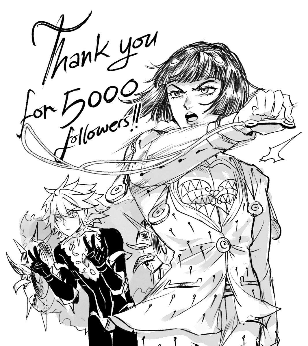 I wanted to draw celebratory art for 5000 followers for quite some time, thank you so much for the support!!? 