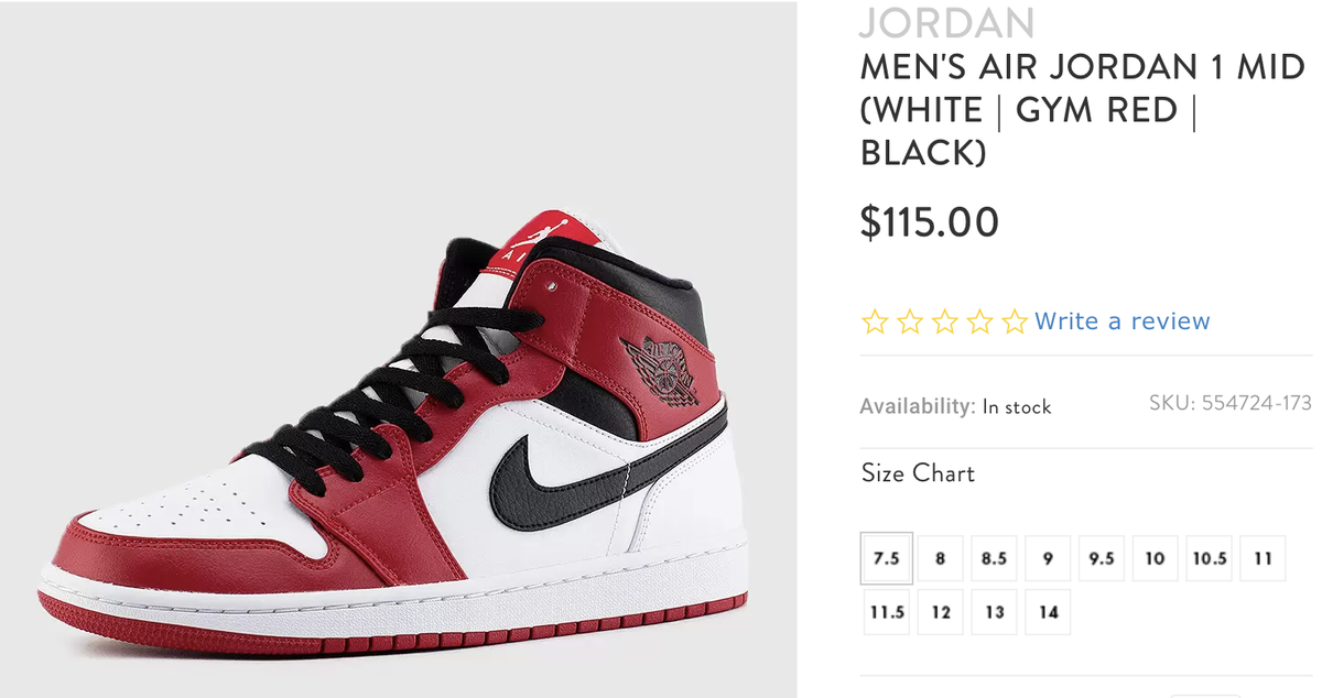 ALL SIZES via Snipes Jordan 1 Mid 