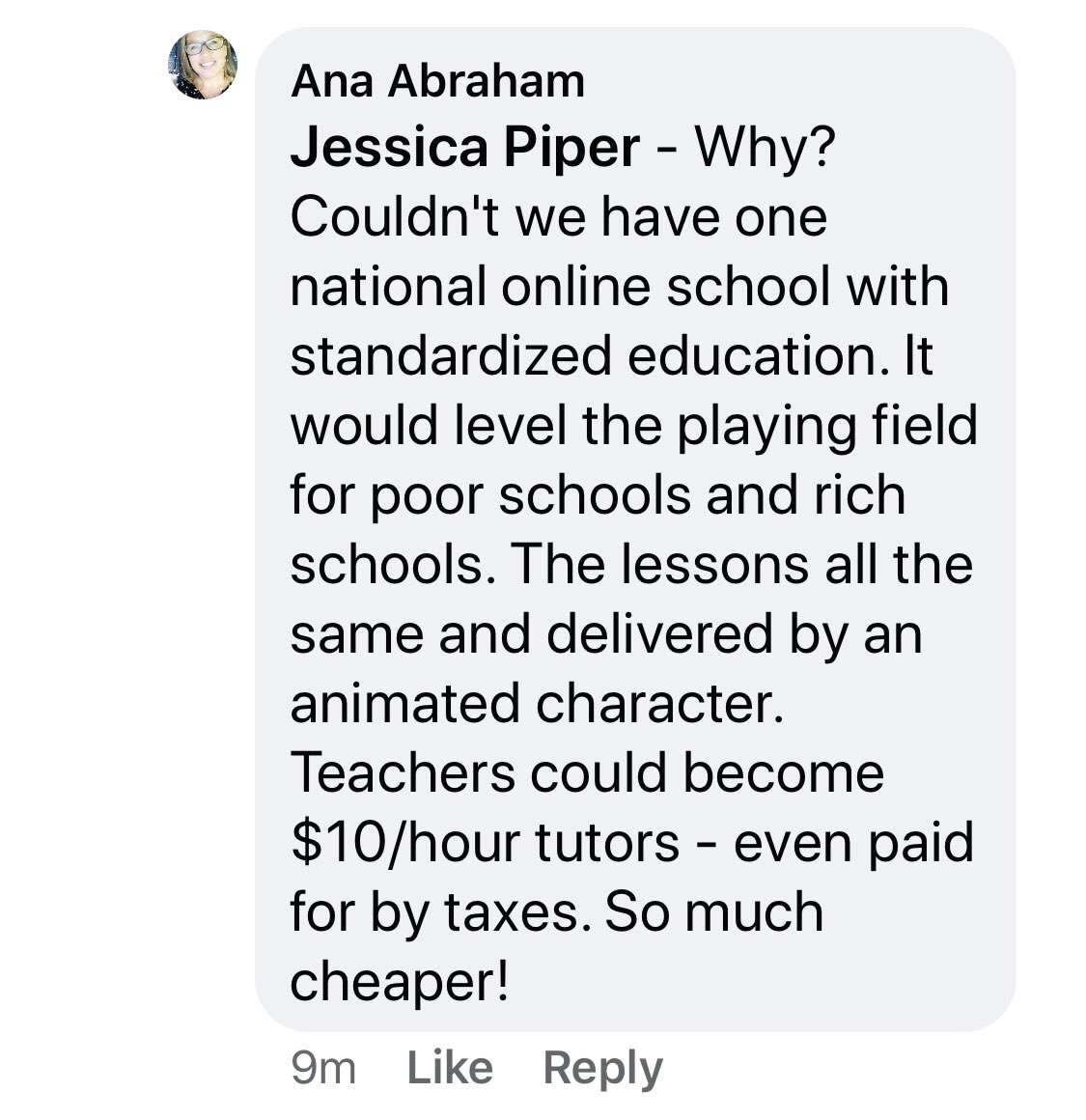 Ana thinks I should become an avatar and teach for $10/hour.