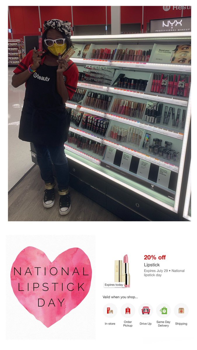 Don’t forget to celebrate National Lipstick Day with 20% off on Target Circle! <a href="/Katemard1/">Kate</a> @I_Tob26 #FierceFishers