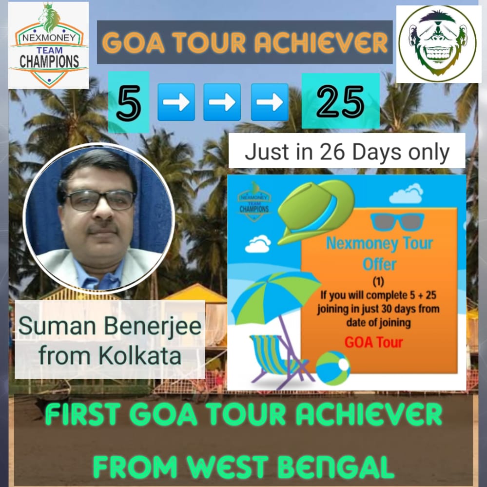 NexMoneyIndia's tweet photo. ➡️HEARTLY CONGRATULATIONS
Suman SIR FOR ACHIEVING "GOA TRIP" ✈ ✈ ONLY IN 26 DAY'S.✊🙏💐

#NexMoney https://t.co/Vnw8mWuchI