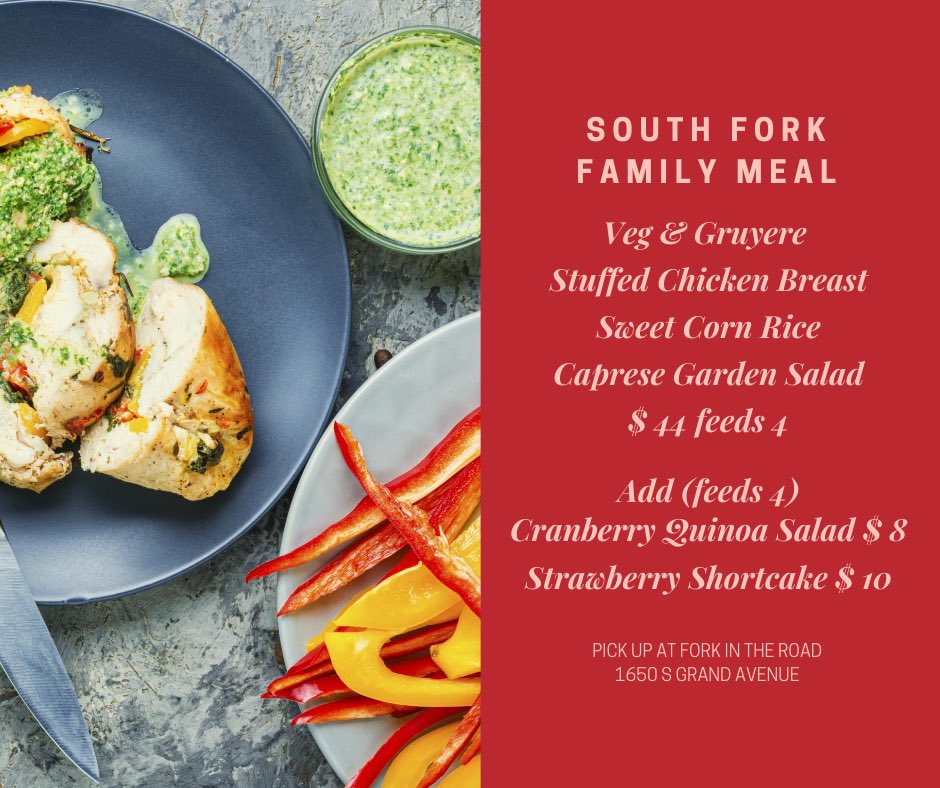 Pullmancatering's tweet photo. Beat the heat! Join us for our Wednesday Family Meal and take away a family feast to enjoy without the hassle, mess or planning. Add Strawberry Shortcakes and you are set! Order at https://t.co/ariuWsu8b0 #southforkathome #goodeats #pullmancatering #pullmaneats #pullmanproud https://t.co/t8q1jpUJf6
