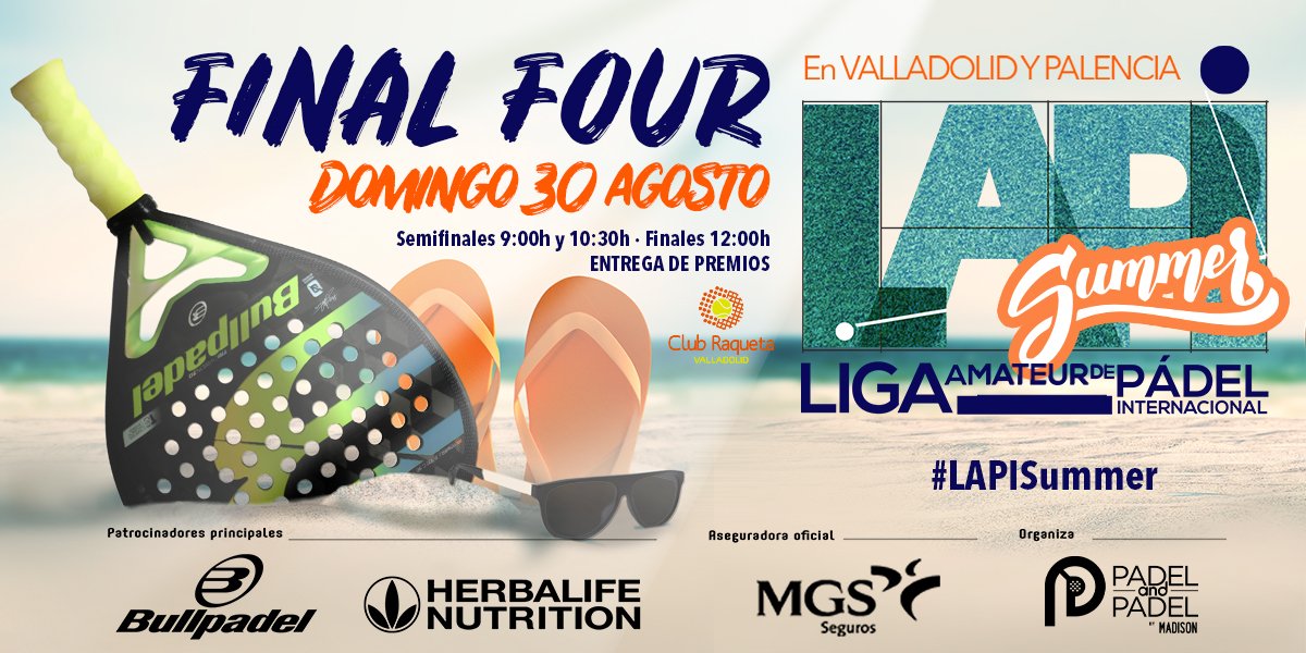 LapiLiga's tweet photo. ¡Queda un mes para coronar a los campeones del verano en la #LAPISummer! 🏆

Ya estamos contando los días para vivir los mejores partidos en el Club Raqueta Valladolid 👏👏

¿Por quiénes apuestas como ganadores? 🏅

@bullpadelsport @HerbalifeES #HerbalifeNutrition https://t.co/cJLTZkwVjN