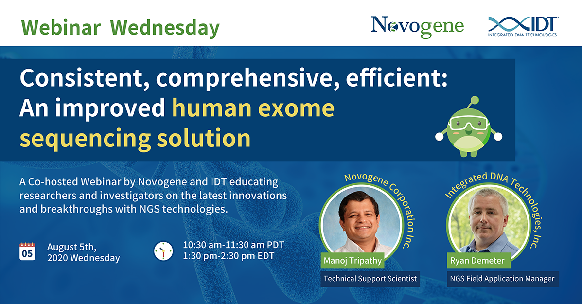 Register for this FREE #webinar hosted by #Novogene and @idtdna to learn more about the latest innovations in #WholeExomeSequencing here: ow.ly/FtFx50AL0RX.
#SeqOn #SeqWINcing #WES #genetics #exome #genomics #GenomicsImprovingLife #DNA #RNA