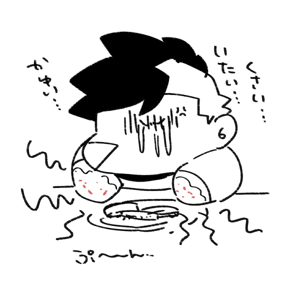 カニ食べた後の悲惨な手に苦悩するこぞうちゃん 