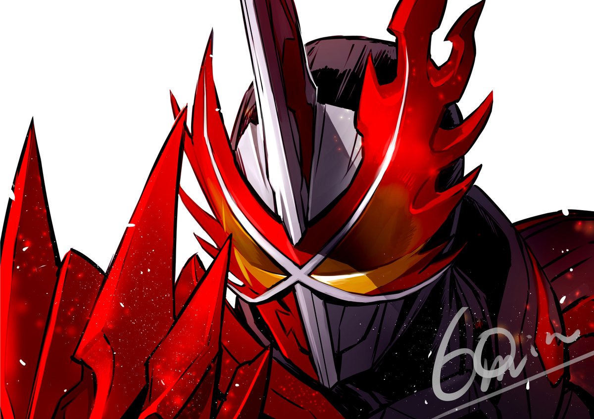 1boy male focus armor red armor white background tokusatsu solo  illustration images