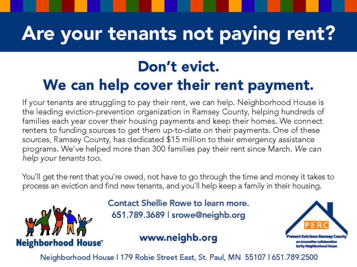 VLN_MN's tweet photo. #ClientInfo: @NeighbHouseMN wants to keep renters in their homes! Both renters AND landlords in Ramsey County should contact them if rent payments are overdue to prevent eviction with $15 million in funding. Please read and share! https://t.co/qsVgpTmclA