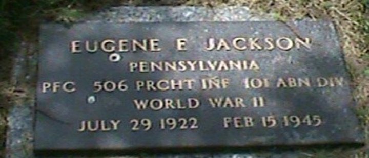 Eugene's brother, Robert (pictured), who also served in WW2, remembers him as an active kid & daredevil who swam the Allegheny River. Robert sadly passed away May, 2020. Eugene Jackson was repatriated to the U.S in 1948 and buried at Greenwood Memorial Park, Pennsylvania 8/