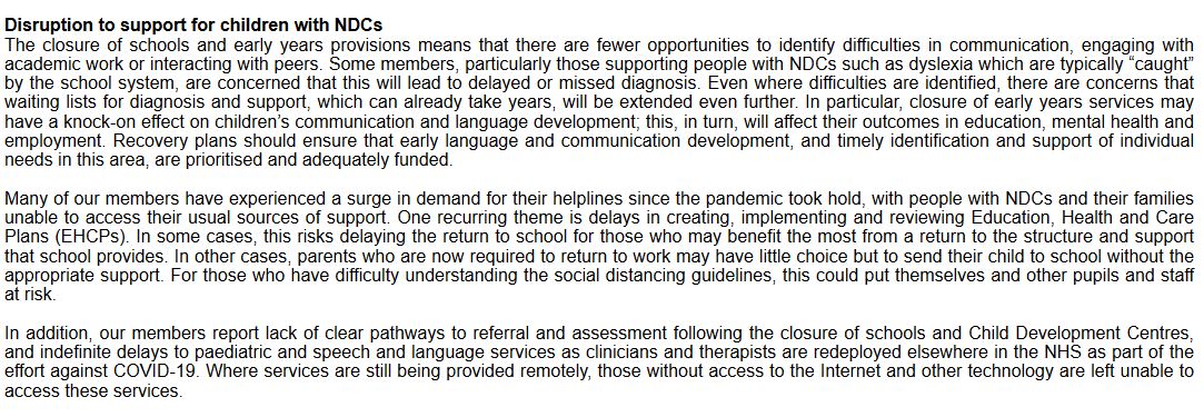 SIE0207 - Embracing Complexity, a coalition of neurodevelopmental charities & campaigners - disruption to support, mixed impact on neurodiverse children's mental health & anxiety  https://committees.parliament.uk/writtenevidence/6458/html/