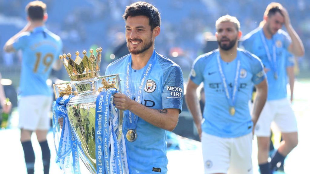 12th May 2019Man City and David Silva win their 4th premier league title after beating Brighton 4-1 at the Amex Stadium.