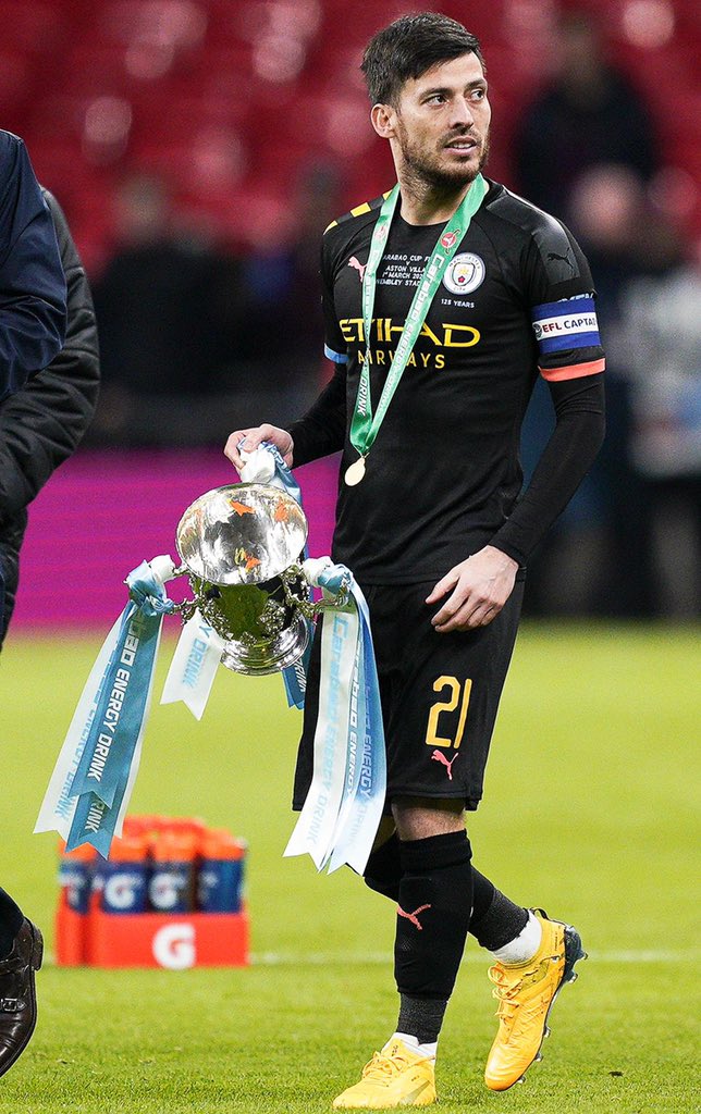 1st March 2020David Silva wins his fifth league cup at Man City after beating Villa 2-1 at Wembley.