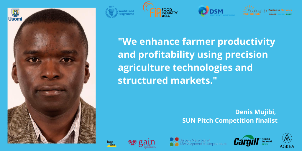 DenisMujibi's tweet photo. Looking forward to the finals of the SUN Business Network Pitching competition. Fingers crossed #UpscalingNutrition #gainhealth @UsomiAgro https://t.co/okAFv3LlAv