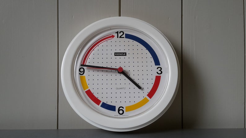expensive wall clock with cool design, told myself I have to make one instead. $103  https://www.etsy.com/listing/829874662/vintage-1980s-kienzle-wall-clock-in?ref=user_profile&cns=1