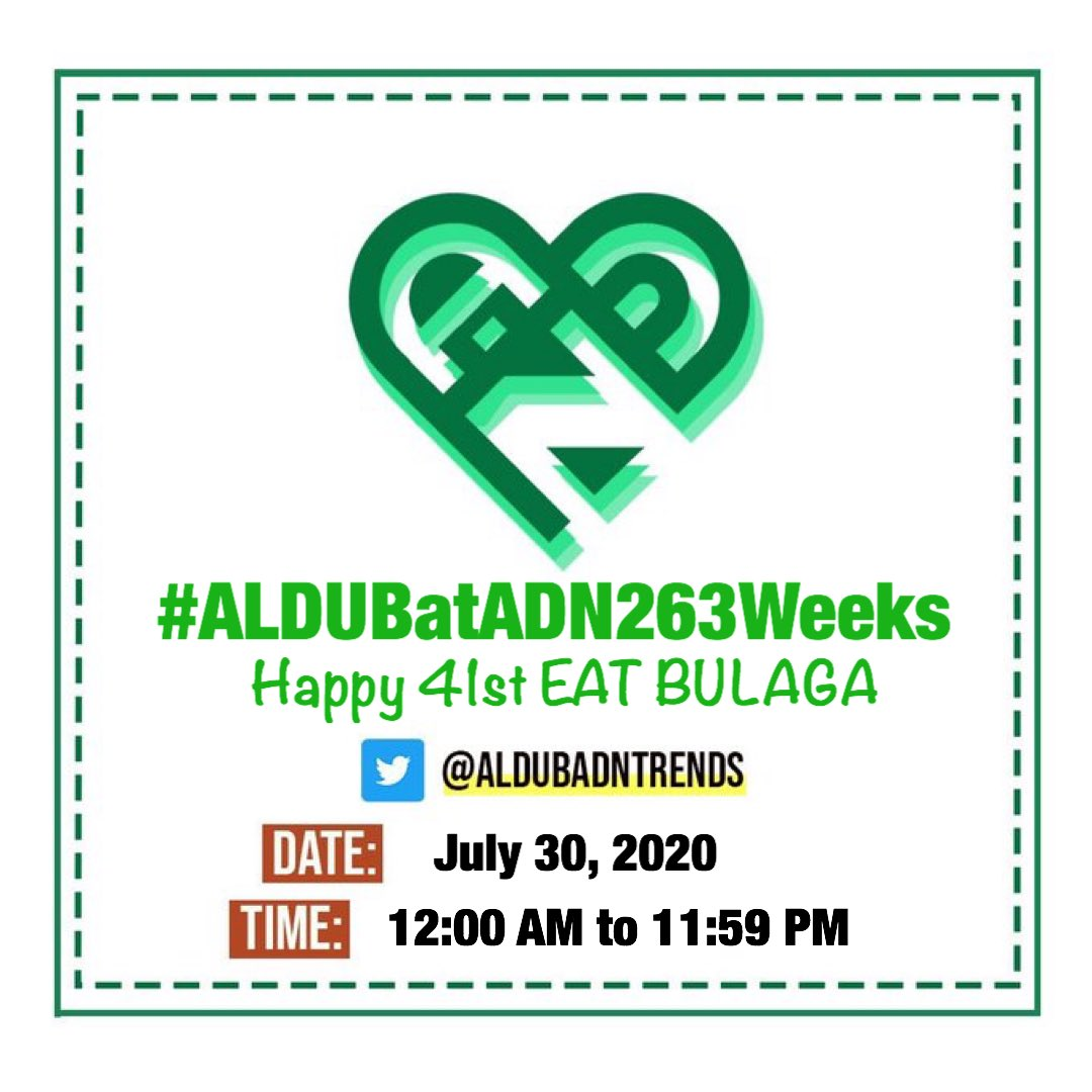 AlDubADNTrends's tweet photo. It's a double celebration - our 263rd Weeksary &amp; @EatBulaga's 41st Anniversary!

Thanks for 41 years of entertainment &amp; 'bayanihan', Dabarkads! Thanks for bringing us ALDUB &amp; for taking care of @mainedcm &amp; @aldenrichards02.

#ALDUBatADN263Weeks   
Happy 41st EAT BULAGA https://t.co/loCwA1pXYc