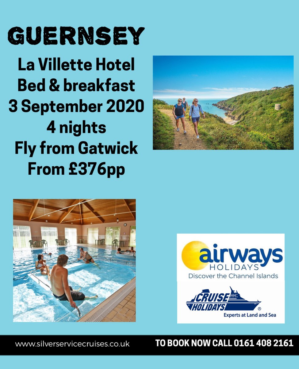 Escape to Guernsey.  Enjoy a change of scenery and a breath of fresh air.  La Villette Hotel is a 3 star hotel with a fabulous leisure facility.  

Creating great holidays since 2011

Book your break now.  Call 0161 408 2161

…servicecruises.cruiseholidaysuk.co.uk/uk-holidays-an…
