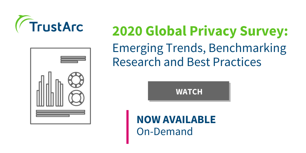 TrustArc's tweet photo. Did you miss the recent webinar on the 2020 global privacy survey findings? Watch it on-demand now! https://t.co/mMrABOPVkv

#PrivacyReport #Webinar #CCPA #GDPR #COVID19 #Budgets #Technology https://t.co/4jMlcQCIxR