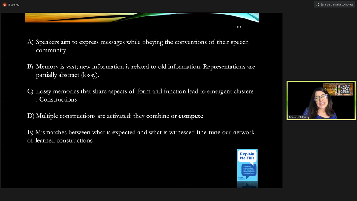 Leyrebarrios's tweet photo. Really inspiring talk! It was an amazing overview! #Explainmethis, by @adelegoldberg1 Great job from the organising committee indeed, thank you so much @UKCLC_2020 ! Can't wait to #UKCLC2021 #CognitiveLinguistics https://t.co/GMppXKr089
