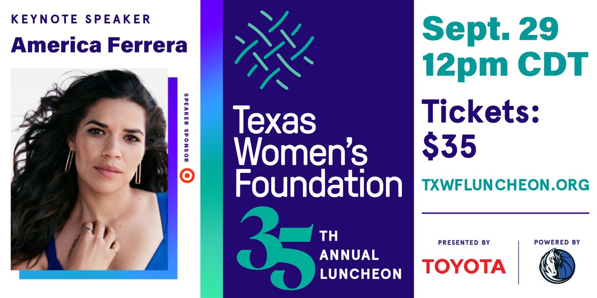 And now for some really big news: Our 35th Annual Luncheon will happen virtually on September 29, and our keynote address will be delivered by Emmy Award-winning actress <a href="/AmericaFerrera/">ia</a>. Tickets are available now. Will we see you there? ➡️ txwfluncheon.org