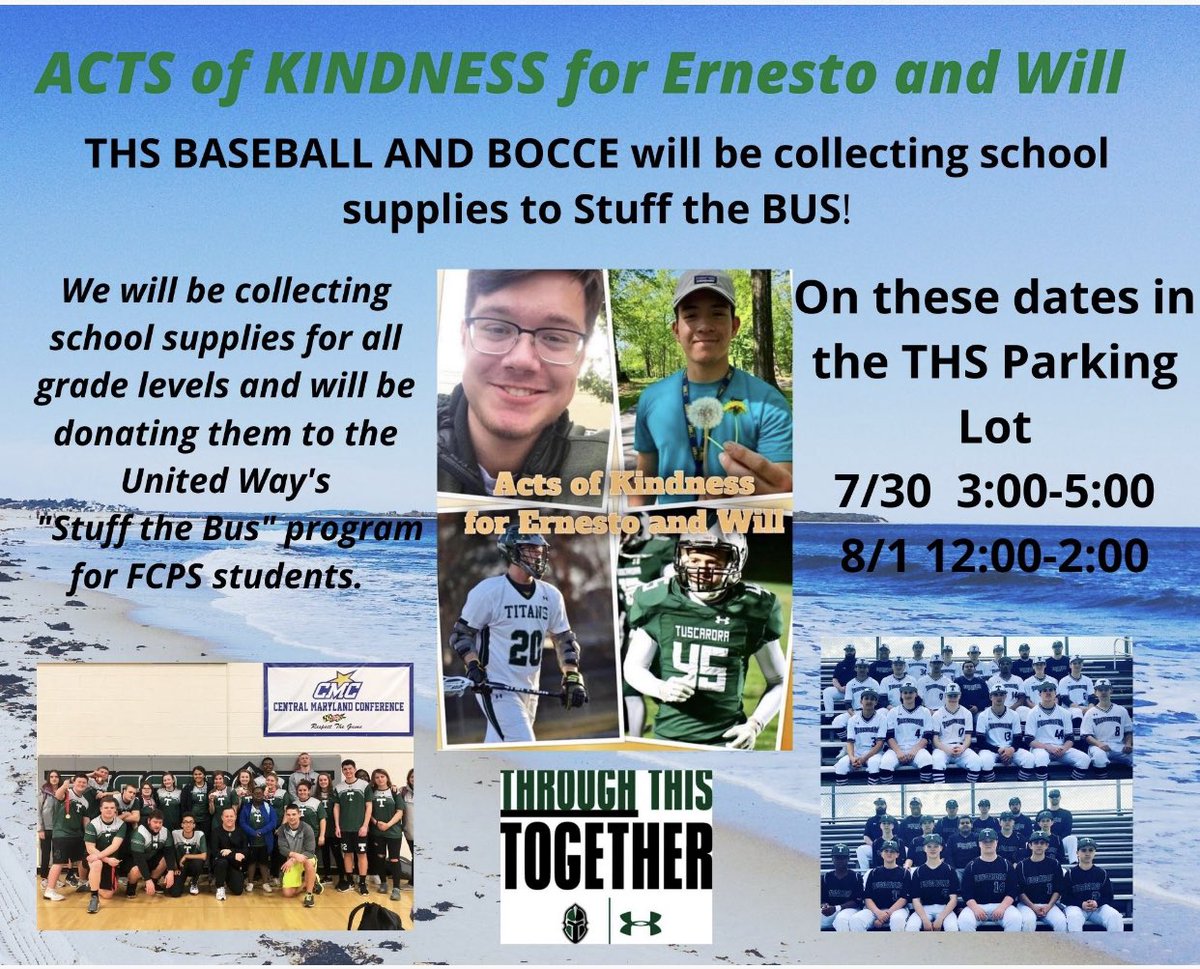 THSTitans's tweet photo. The THS Athletic community at it again! Please consider helping @TUSC_Baseball and @THSBocce as they help @FCPSMaryland and @UnitedWayFred Stuff The Bus! #actsofkindness #LLE45 #WheretheresaWilltheresaWay #WeRTro https://t.co/6rntmjDRLy