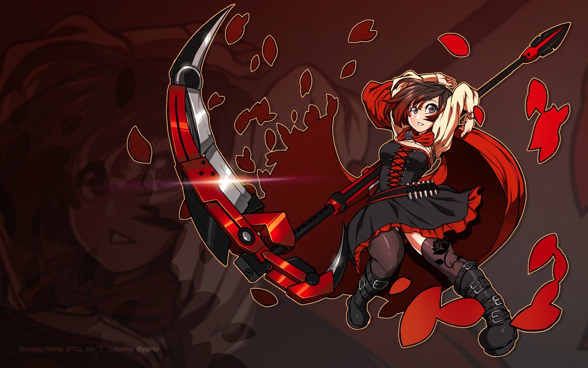 Yamer's tweet image. Ahhh this was a super fun collab between @TCL_Kei and myself! He came up with this awesome drawing of Ruby and inked it for me and I colored it! 💙

Definitely go check out @TCL_Kei's amazing work too!
#Collab #rwby #rubyart #anime #digitalart #fanart