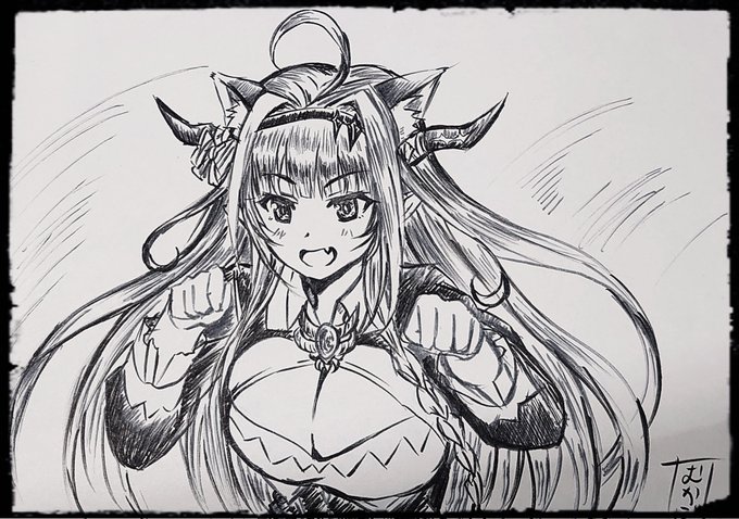 会長のお礼配信中にちょいと…にゃんココ #みかじ絵 