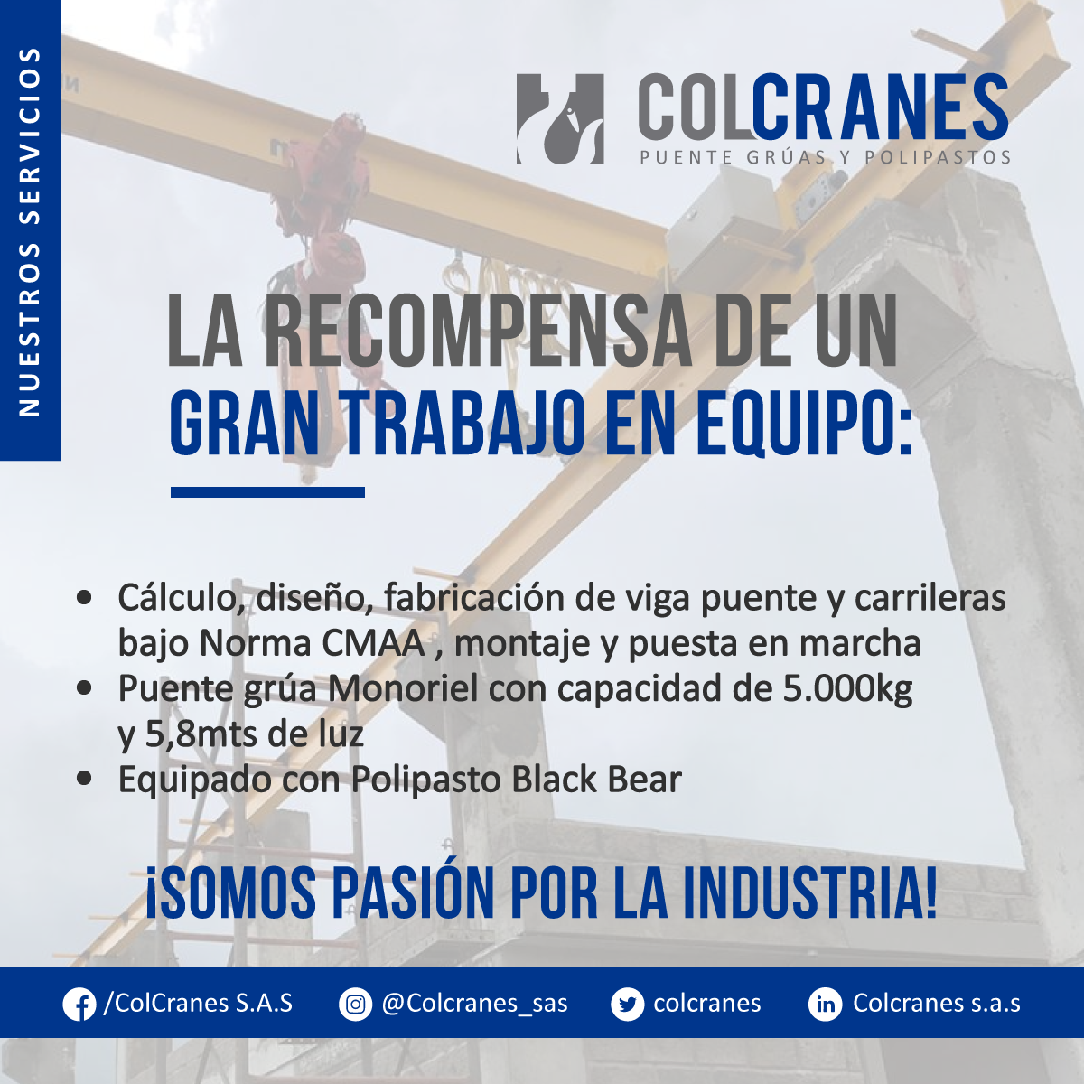 colcranes's tweet photo. Somos su elección ideal para su próximo proyecto de puentes grúa, trabajamos eficazmente para que nuestros clientes logren cumplir sus metas, convirtiéndonos en su aliado estratégico.
#Colcranes #Izaje #Carga #familiacolcranes #Polipastos #Puentegrua #PlantasDeProcesamiento https://t.co/oPAadCZ6pt