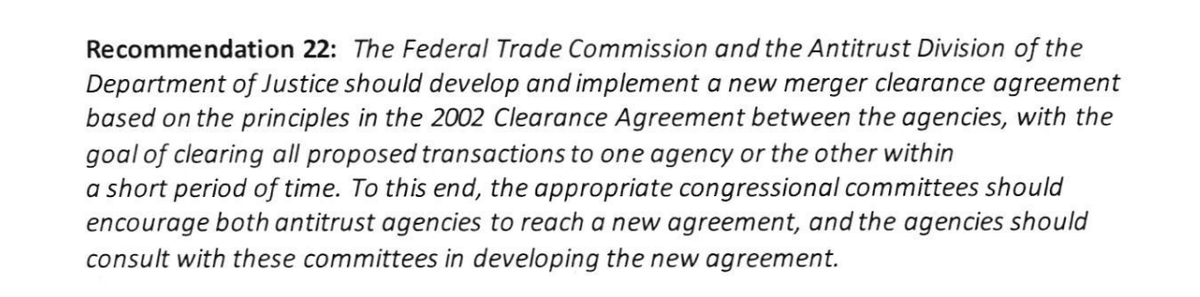 #7 WORKABLE REFORMS: Best place to start: Improve how DOJ & FTC work together to enforce existing law, as Deb Garza, former DOJ Antitrust czar who chaired the Antitrust Modernization Commission, proposes: