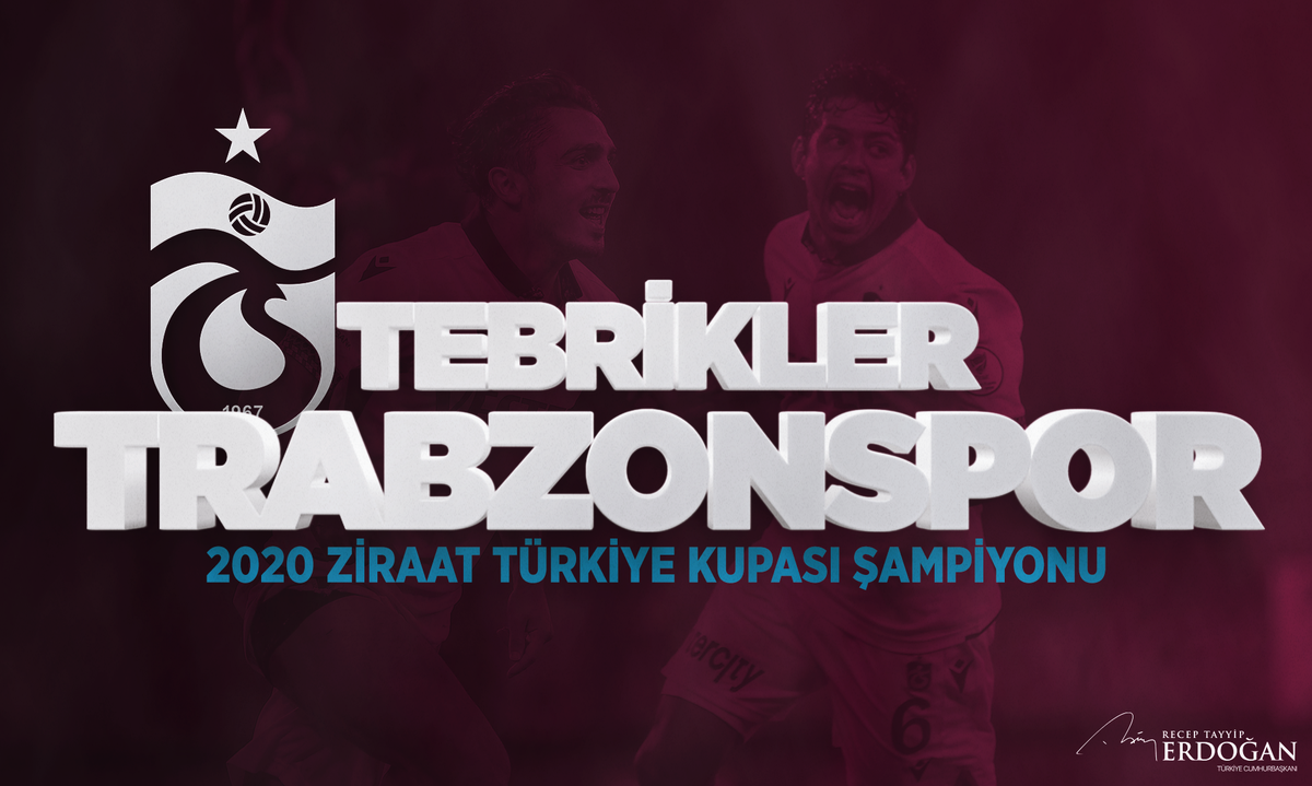 2020 Ziraat Türkiye Kupası Şampiyonu olan @Trabzonspor’u ve tüm Trabzonsporluları gönülden tebrik ediyorum.