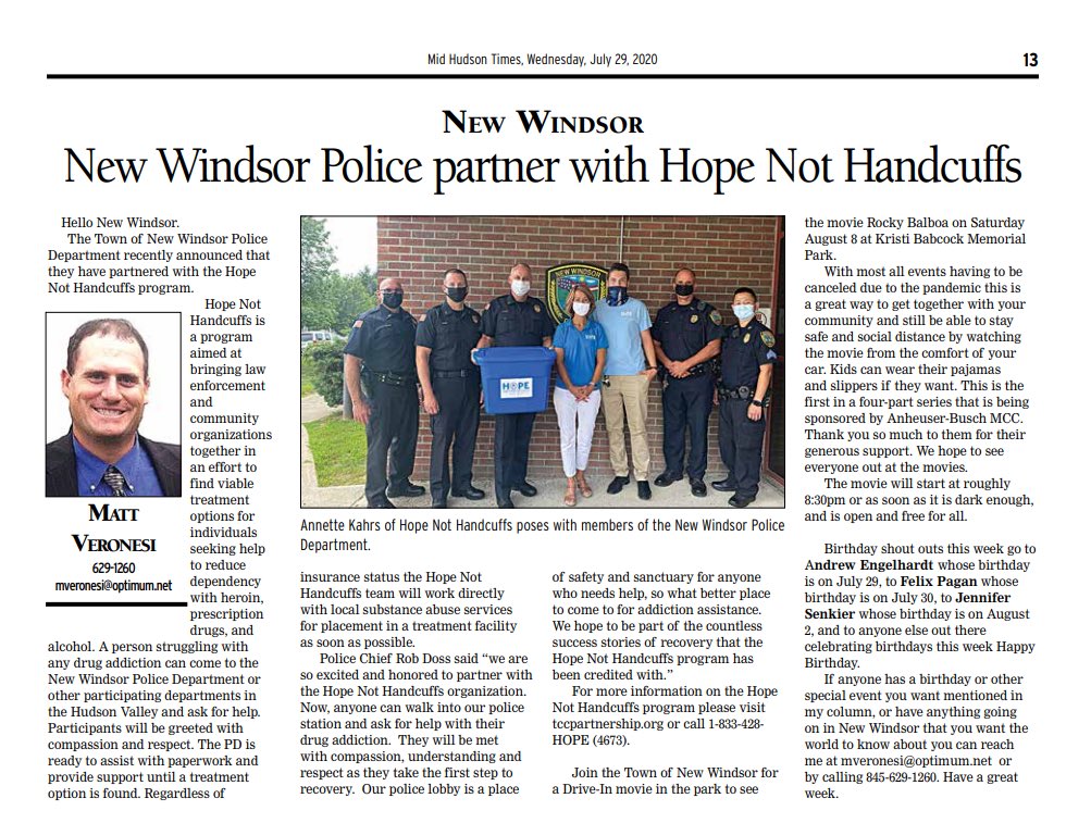 Welcome aboard New Windsor Police Department! #newwindsorny #communityandpolice #workingtogether #paari @PaariUSA #hopeendures
