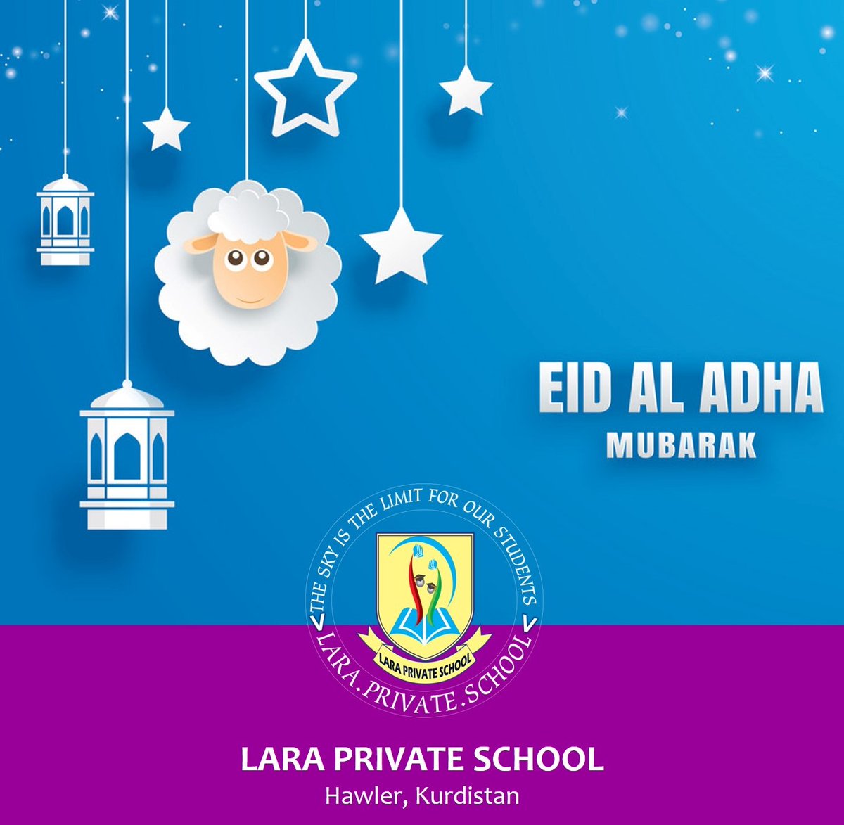 laraSchool's tweet photo. May this Eid bring peace, happiness, and prosperity to everyone. Eid Mubarak to you and your loved ones! #laraschool #hawler #erbil #kurdistan #bestschoolever https://t.co/TcxJg0rIbM