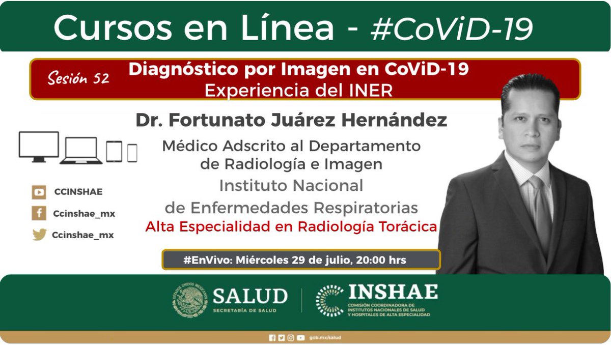 ccinshae_mx (@ccinshae_mx) on Twitter photo 📌Esta noche, aprende con el Dr. Fortunato Juárez del <a href="/RespiraINER/">Respira-INER</a>.
Dignóstivo por imagen en #Covid_19.
¡No te lo pierdas!
Conéctate a nuestro canal de Youtube: bit.ly/2VzI0Rf
#EnVivo: 29 de julio, 20 hrs. 📌Esta noche, aprende con el Dr. Fortunato Juárez del <a href="/RespiraINER/">Respira-INER</a>.
Dignóstivo por imagen en #Covid_19.
¡No te lo pierdas!
Conéctate a nuestro canal de Youtube: bit.ly/2VzI0Rf
#EnVivo: 29 de julio, 20 hrs.