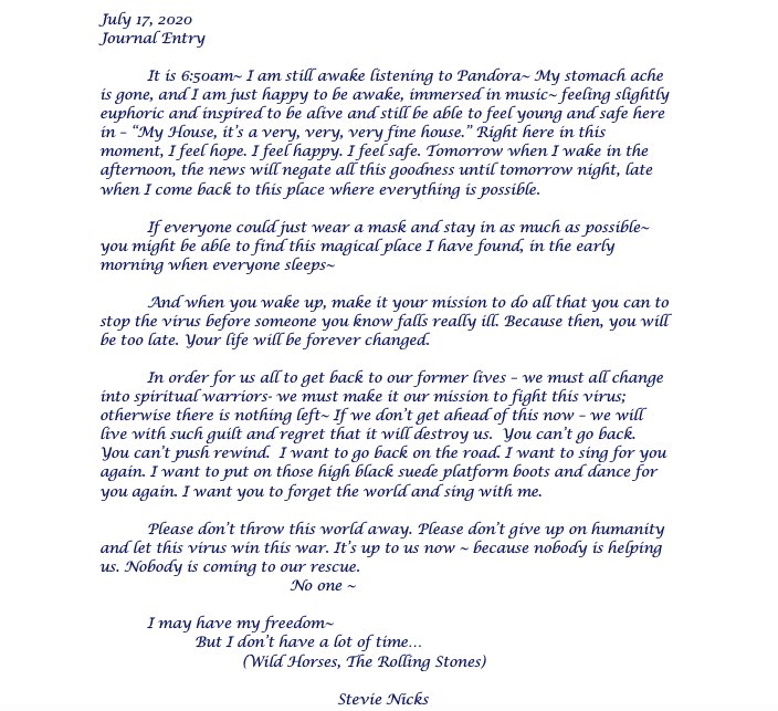 StevieNicks's tweet image. From my journal...