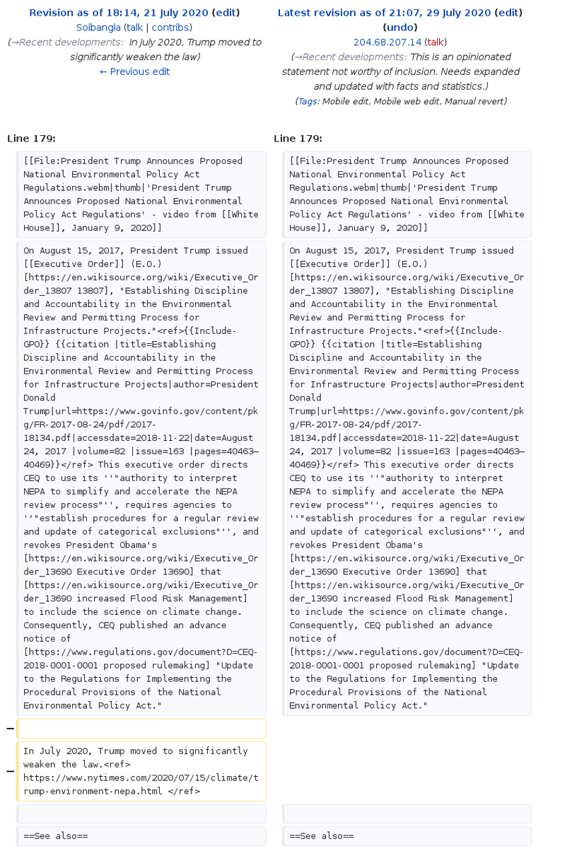 National Environmental Policy Act Wikipedia article edited anonymously from Executive Office of the President en.wikipedia.org/w/index.php?di…