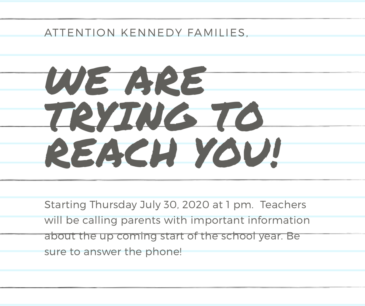 Attention Kennedy Families....#BackToSchool2020 #wemissedyou #kennedystrong #aliefleads