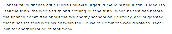 Poilievre and the CPC refuse to accept any "truth" that doesn't fit their narrative. They ignore dissenting opinion and facts. They repeat questions. They badger. With that in mind does anyone honestly believe anything Trudeau says will be accepted as "the whole truth" by CPC?