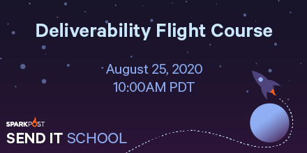 SparkPost's tweet photo. You don’t need to wish upon a star for great #deliverability. We’ve got the actionable steps and insider knowledge you need to send your #email strategy into orbit. Reserve your spot in our Deliverability Flight Course now: https://t.co/4oWg40IaoZ #senditschool https://t.co/JikS2QUQgR
