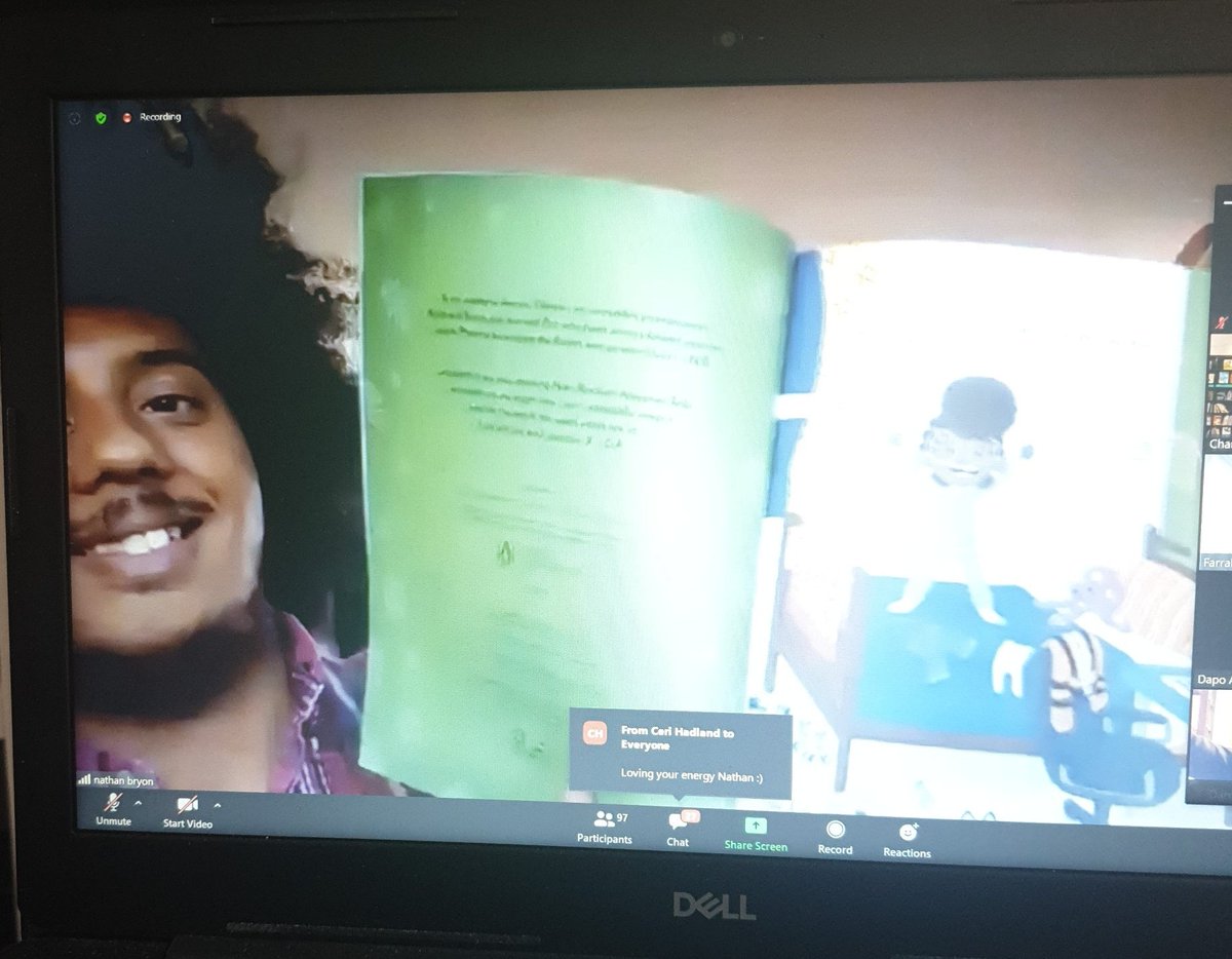 clpe1's tweet photo. #StoryTime with @NathanBryon reading his and @DapsDraws brilliant new book 'Clean Up' 

#LiteracyLibraryPresents https://t.co/0rrX55xfMV