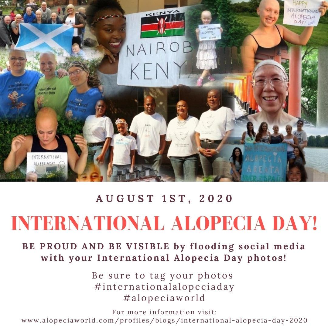 REMINDER:  **THIS COMING SATURDAY, AUGUST 1 is International Alopecia Day.

alopeciaworld.com/profiles/blogs…