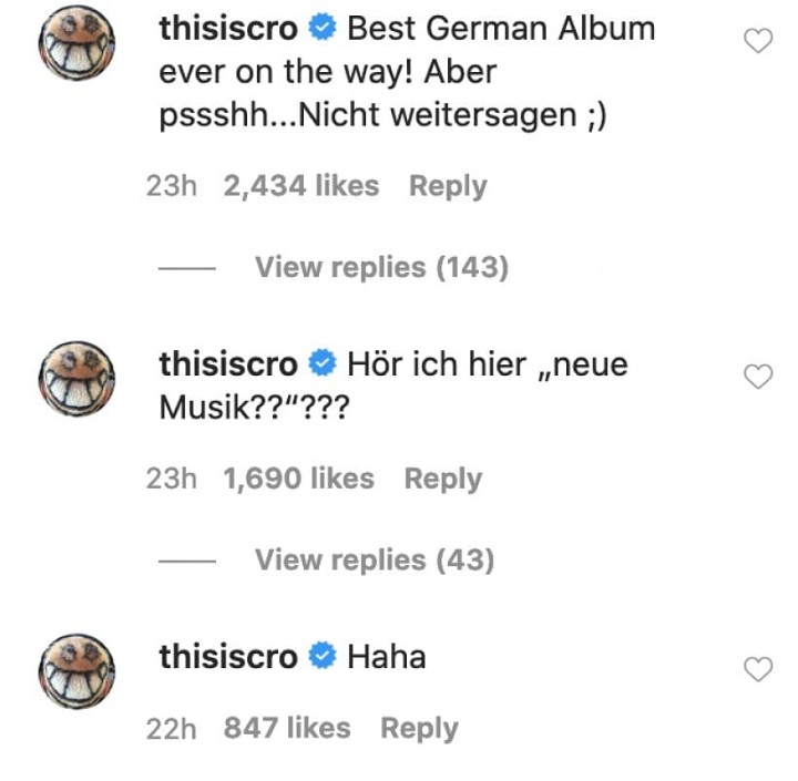 Cro_Offic_Czech's tweet image. Carlovy komentáře z června na Instagramu.

Cro: Nejlepší album Německa je na cestě! Ale pssshh... Neříkejte to! 
🐼
Cro: Slyším tu "nová hudba??"???
🐼
Cro: Haha 

#cro #croczech #truworks @thisiscro