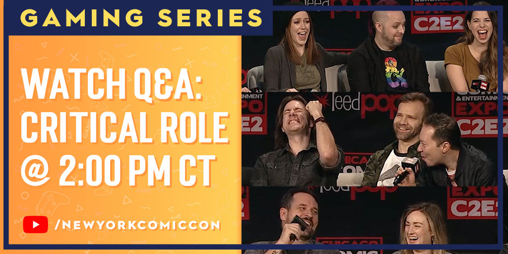 c2e2's tweet photo. Craving to watch the #C2E2 2020 Critical Role Q&A? We got you 🖤 We're premiering it on YouTube at 2:00 PM CT. Watch it with me!
Subscribe and set a reminder so you don't miss out on weekly panels & interviews: https://t.co/iMYOzKLLOe https://t.co/IfAGQfw64T