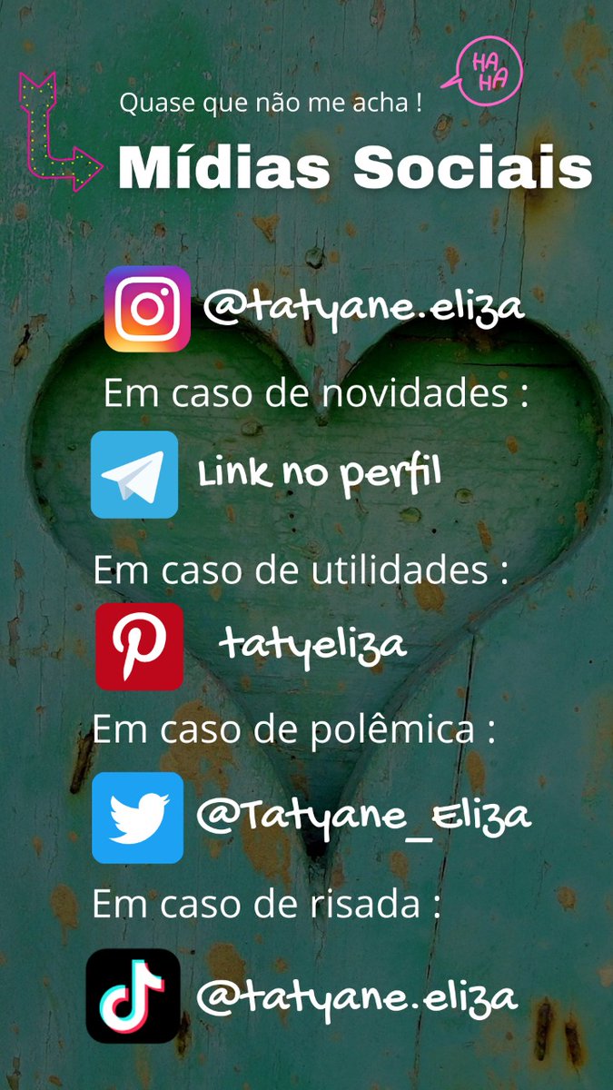 Tatyane_Eliza's tweet photo. Aaa me segue ai... Kkkk
#PraVocêSaberOndeEstou #MidiasSociais #RedesSociais #MeAche https://t.co/luh3SBCNpN